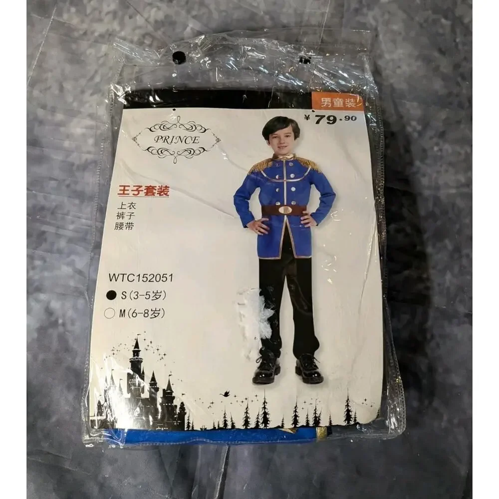 NEW! Blue Boys Prince Charming Outfit Kids Halloween Costume Party Size 3-5